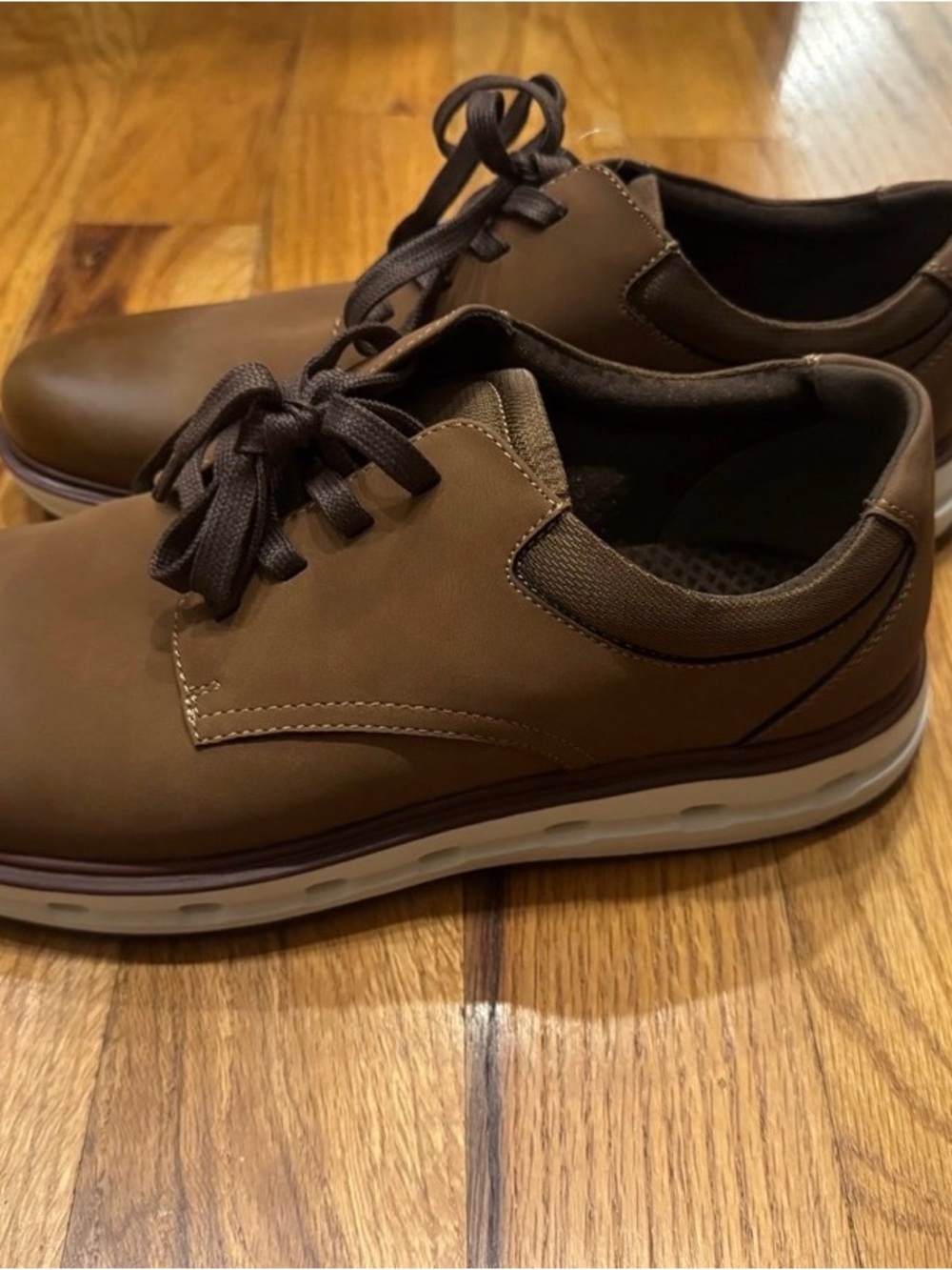 Lands' End Men's Brown Leather Derby Sneakers